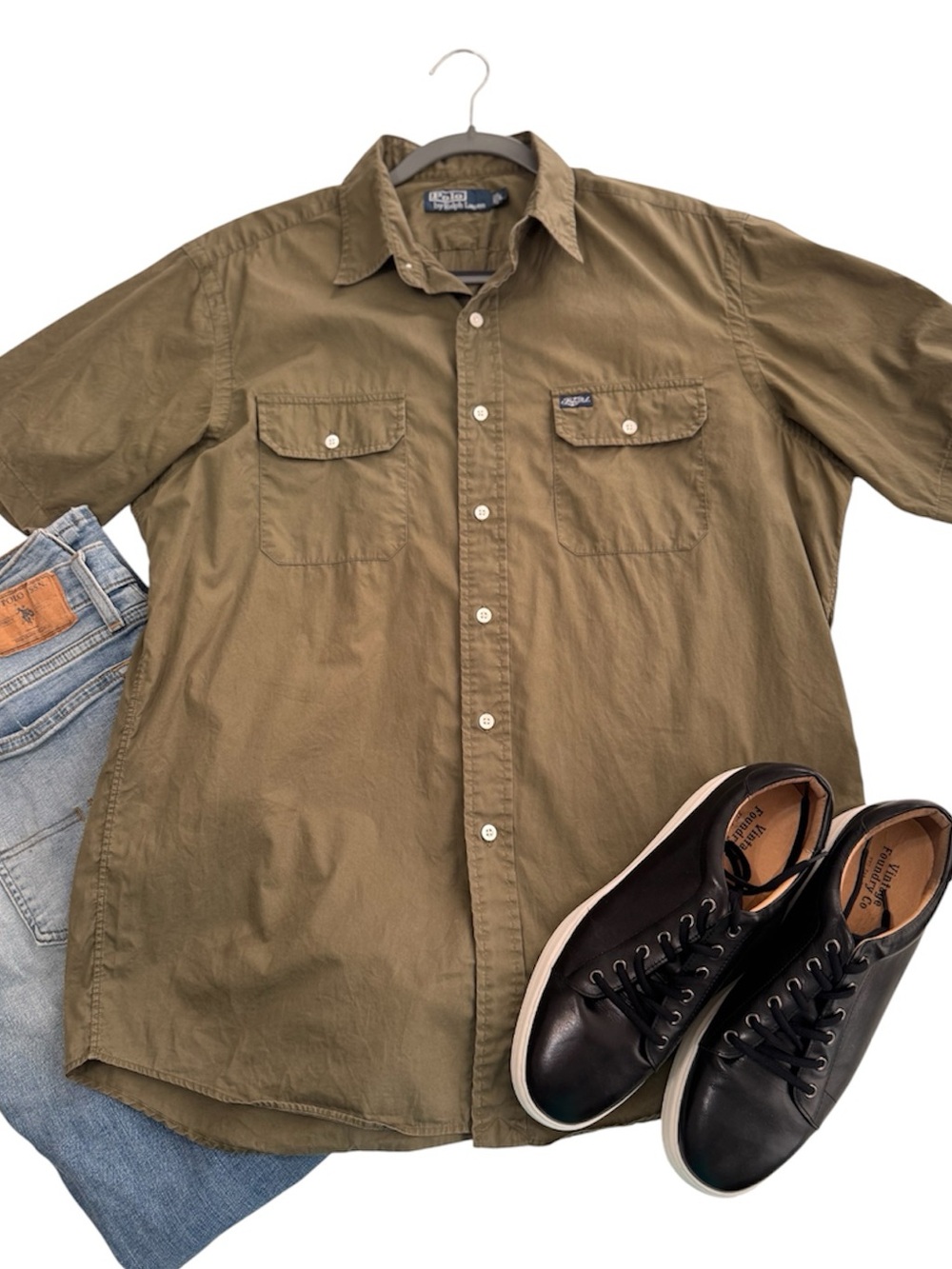 Polo by Ralph Lauren Olive Green Short Sleeve Shirt Size Large